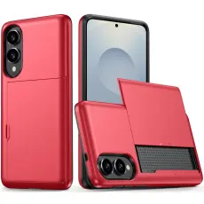 Samsung Galaxy S25 Edge Skal Hybrid Med Kortfack Röd