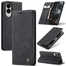 CASEME Samsung Galaxy S25 Edge Fodral Flip Läder Svart
