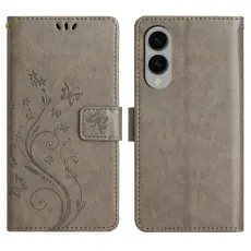 Samsung Galaxy S25 Edge Fodral Med Blommigt Tryck Grå