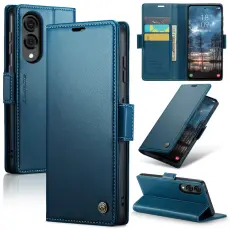 CASEME Samsung Galaxy S25 Edge Fodral Läder RFID Blå
