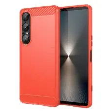 Sony Xperia 1 VII Skal Borstad Stål Textur Röd