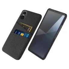 Sony Xperia 10 VII Skal Med Kortfack Tygbelagt Svart