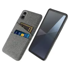 Sony Xperia 10 VII Skal Med Kortfack Tygbelagt Grå