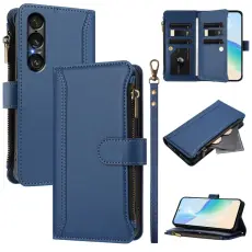 Sony Xperia 1 VII Fodral Multifunktionellt Läder Blå
