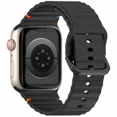 Apple Watch 42/44/45/46/49 mm Armband Silikon Wave Svart