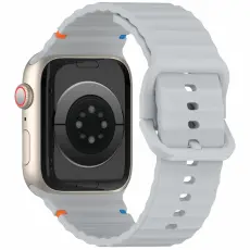 Apple Watch 42/44/45/46/49 mm Armband Silikon Wave Grå