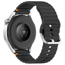 Klockarmband 20 mm Silikon Wave Design Svart