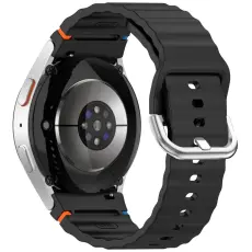 Galaxy Watch 5/5 Pro/6/7/FE Armband Silikon Wave Design Svart