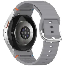 Galaxy Watch 5/5 Pro/6/7/FE Armband Silikon Wave Design Grå