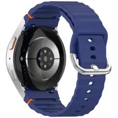 Galaxy Watch 5/5 Pro/6/7/FE Armband Silikon Wave Design Blå