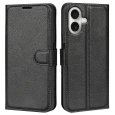 iPhone 17 Fodral Litchi Läder Svart