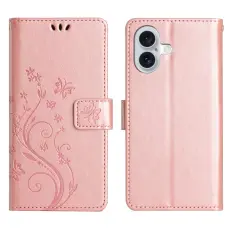 iPhone 17 Fodral Med Blommigt Tryck Ros&eacute;guld