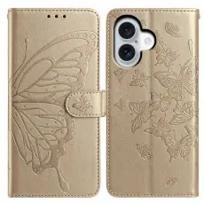 iPhone 17 Fodral Med Fj&auml;ril Tryck Guld