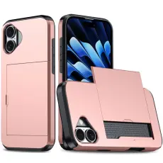 iPhone 17 Skal Hybrid Med Kortfack Roséguld