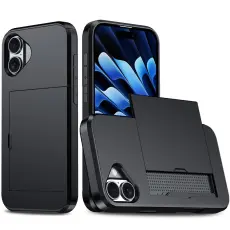 iPhone 17 Skal Hybrid Med Kortfack Svart