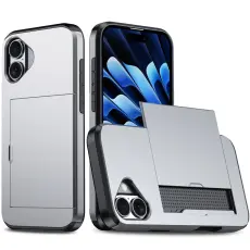 iPhone 17 Skal Hybrid Med Kortfack Grå