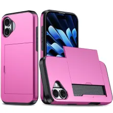 iPhone 17 Skal Hybrid Med Kortfack Rosa