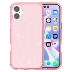 iPhone 17 Skal Hybrid Glitter Rosa