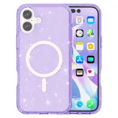 iPhone 17 Skal MagSafe Hybrid Glitter Lila