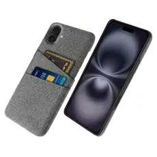 iPhone 17 Skal Med Kortfack Tygbelagt Gr&aring;