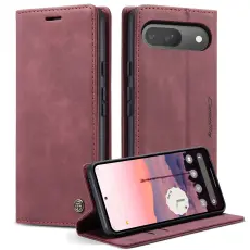 CASEME Google Pixel 10/10 Pro Fodral Flip Retro Läder Röd