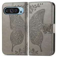 Google Pixel 10/10 Pro Fodral Med Fjäril Tryck Grå