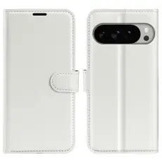 Google Pixel 10 Pro XL Fodral Litchi Läder Vit