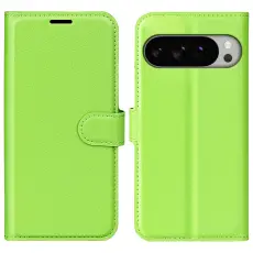 Google Pixel 10 Pro XL Fodral Litchi Läder Grön