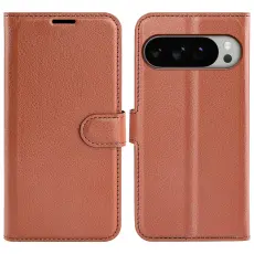 Google Pixel 10 Pro XL Fodral Litchi Läder Brun