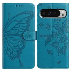 Google Pixel 10 Pro XL/ 9 Pro XL Fodral Fjäril Tryck Blå