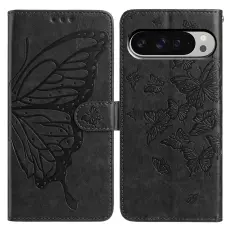 Google Pixel 10 Pro XL/ 9 Pro XL Fodral Fjäril Tryck Svart