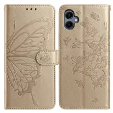Samsung Galaxy A07 Fodral Med Fjäril Tryck Guld