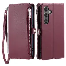 Samsung Galaxy S25 FE Fodral Multifunktionellt Läder Vinröd