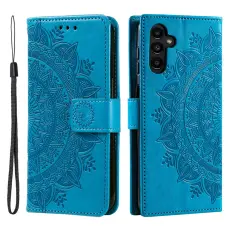 Samsung Galaxy S25 FE Fodral Mandala Läder Blå