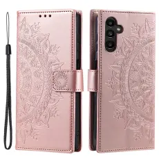 Samsung Galaxy S25 FE Fodral Mandala Läder Roséguld