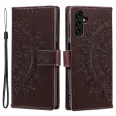 Samsung Galaxy S25 FE Fodral Mandala Läder Brun