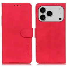 KHAZNEH iPhone 17 Pro Fodral Retro Läder Röd