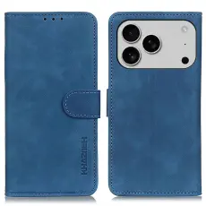 KHAZNEH iPhone 17 Pro Fodral Retro Läder Blå
