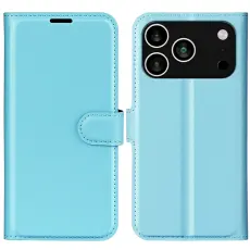 iPhone 17 Pro Fodral Litchi Läder Blå