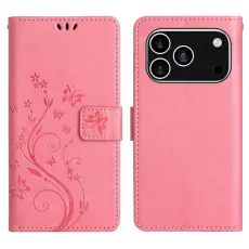 iPhone 17 Pro Fodral Med Blommigt Tryck Rosa