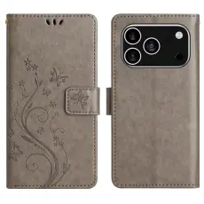 iPhone 17 Pro Fodral Med Blommigt Tryck Grå