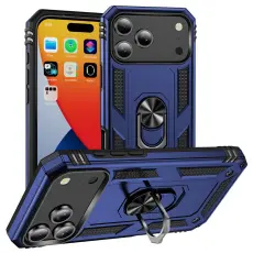 iPhone 17 Pro Skal Shockproof Hybrid Ring Blå