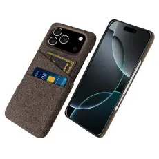 iPhone 17 Pro Skal Med Kortfack Tygbelagt Brun