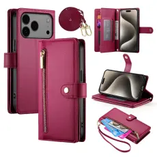 iPhone 17 Pro Max Fodral Multifunktionell L&auml;der R&ouml;d