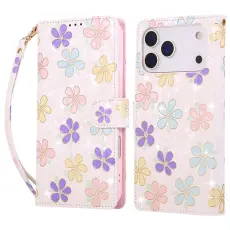 iPhone 17 Pro Max Fodral RFID L&auml;der F&auml;rgglada Blommor