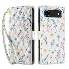 iPhone Air Fodral Rhombus Läder Blommor Vit