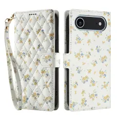 iPhone Air Fodral Rhombus Läder Blommor Vit