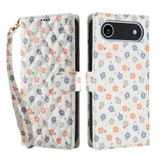 iPhone Air Fodral Rhombus Läder Blommor Vit
