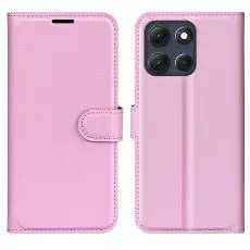 Motorola Moto G86 5G Fodral Litchi Läder Ljus Rosa