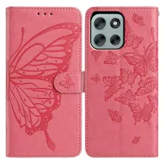 Motorola Moto G56 5G Fodral Fjäril Tryck Rosa